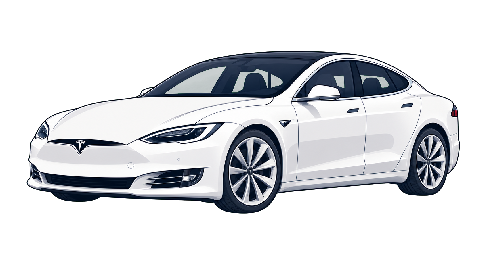 Illustrated white Tesla Model S